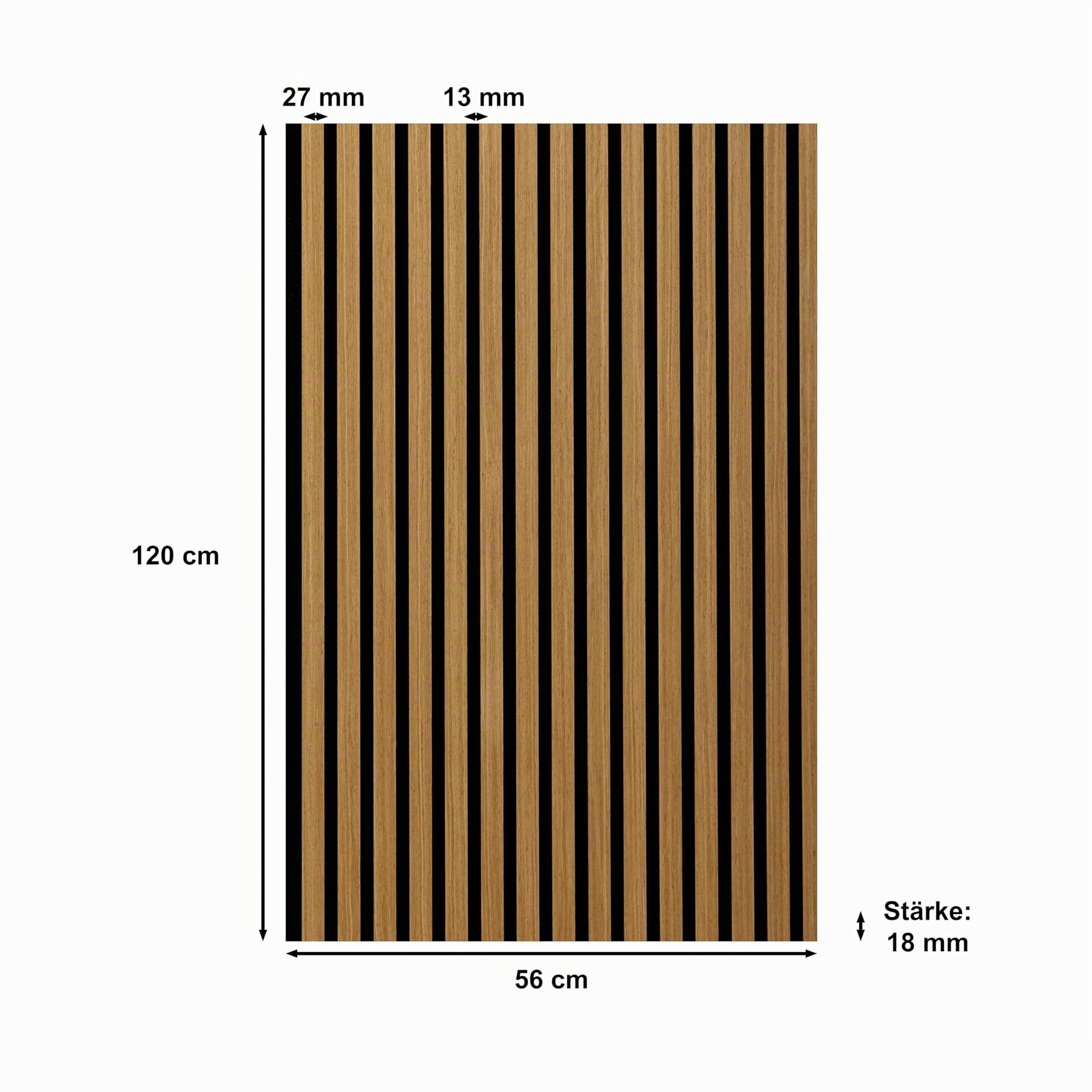 Akustikpaneele Holz | je 120x56cm - 0,672 m² - | Echtholz-Furnier (Eiche) & Akustik-Filz (Schwarz) | Wandverkleidung, Geräuschunterdrückung, Schalldämmung, Akustikpaneel, Farbe HWZ:Oiled Oak