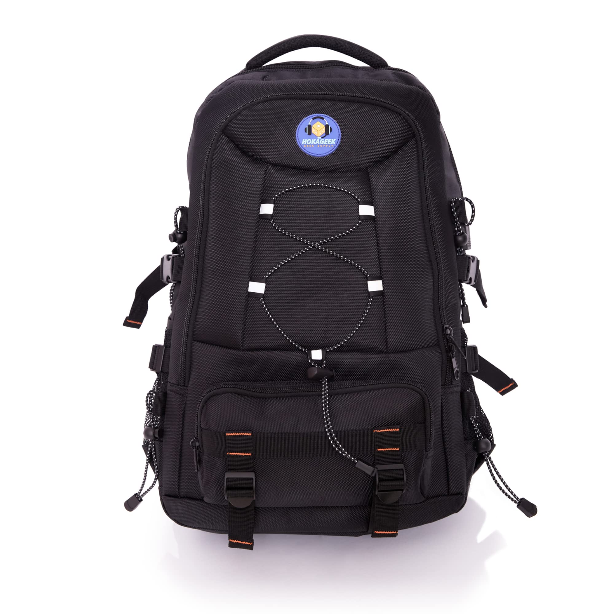 HOKAGEEK JIGEN Zaino per computer portatile da 17,3" 45L con porta USB e jack audio per business da viaggio escursionismo multifunzione, Nero , L 52 X l 34 X P 22 cm (20.4 X 13.3 X 8.6 In), Zaino da