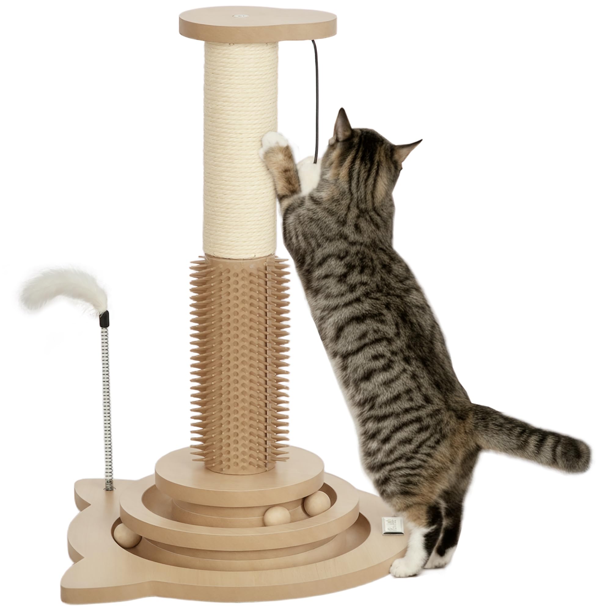 PawHut 49cm Cat Scratching Post with Interactive Track Ball for Indoors