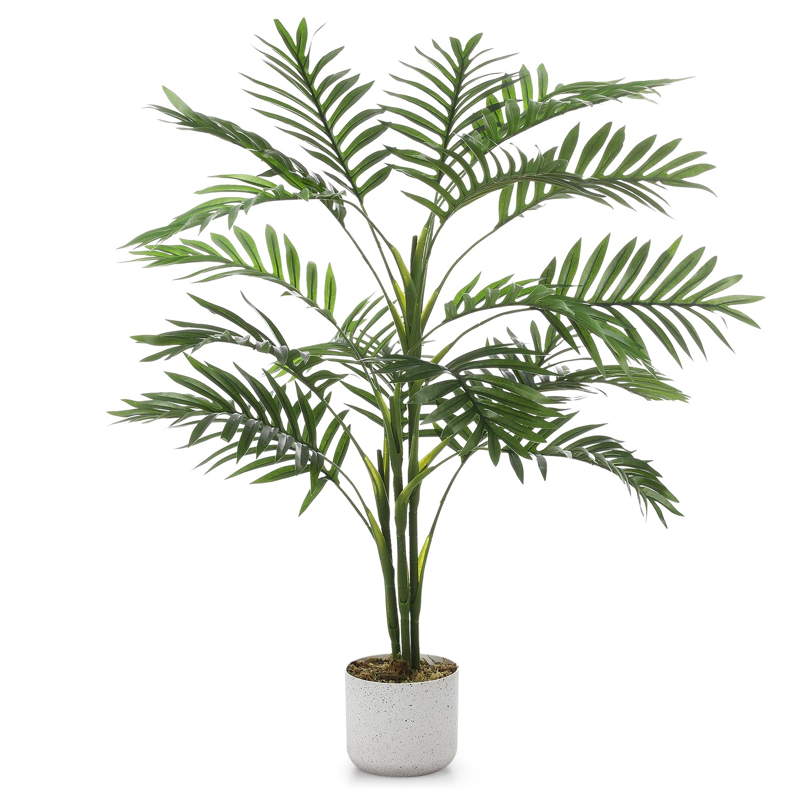 GarveeHome Palma de Areca Artificial 100/120/130 cm, Planta Artificial Alta para Interiores, con Maceta Blanca