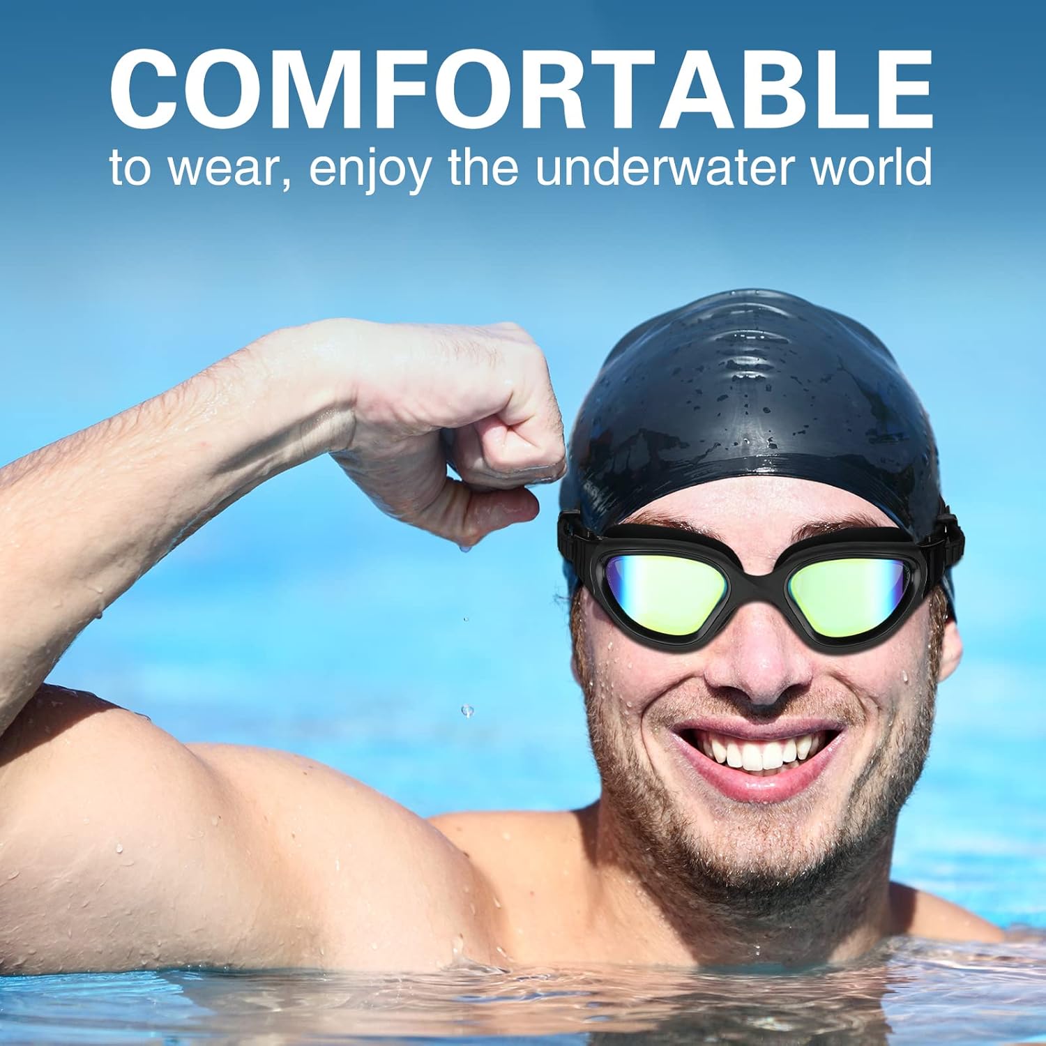 [GIZMAC] 水泳ゴーグル 偏光水泳ゴーグル 曇り止め 水泳ゴーグル UV保護 水泳メガネ クリア ワイドビジョン 水泳ゴーグル