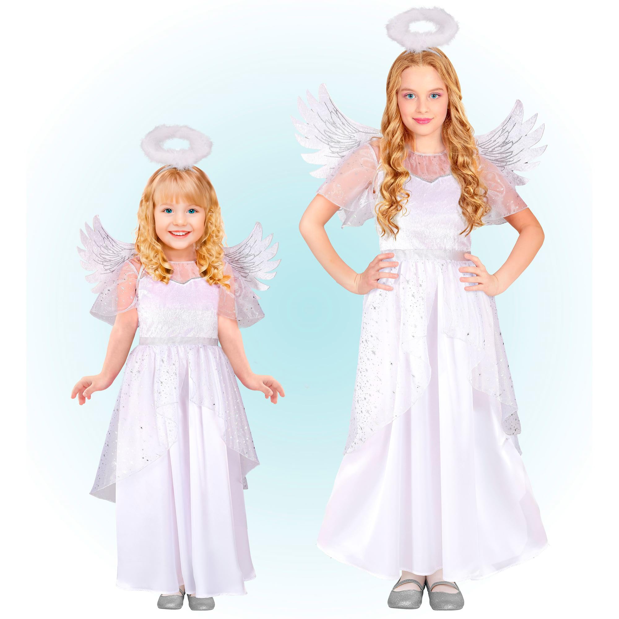 W WIDMANN MILANO Party Fashion - Children's angel costume, dress, wings, halo, sky, carnival costumes