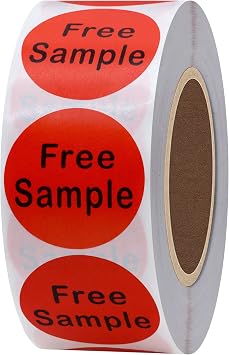 Hybsk Free Sample Stickers 1 Inch Round Retail Store Sale Displays Adhesive Labels for Inventory Control Total 500 Per Roll Red