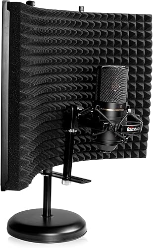 Gator Frameworks Escudo de aislamiento de micrófono de escritorio portátil con soporte de base redonda 12 "x 16" (GFW-MICISO1216)