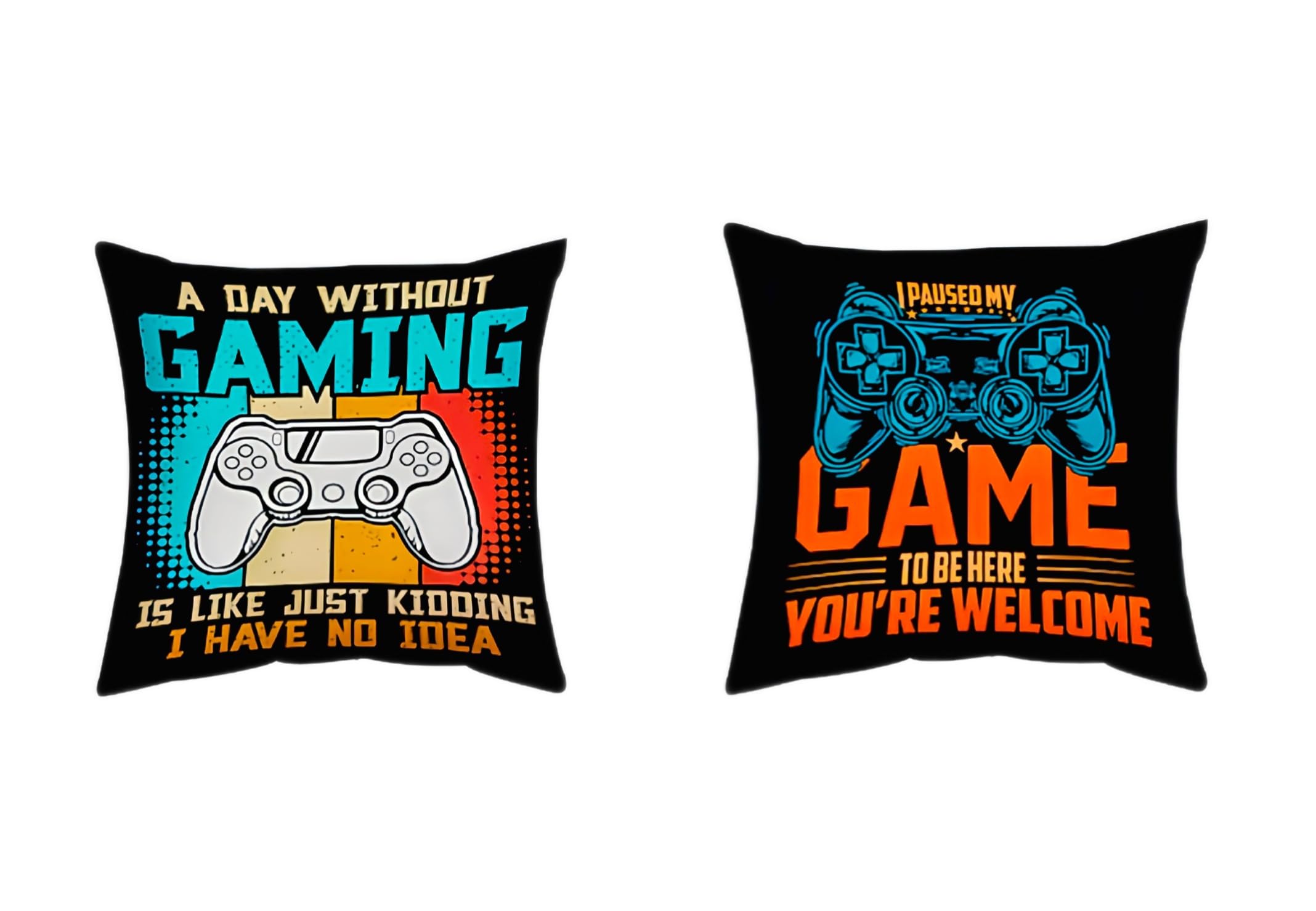 Tivleed 2 Pack Gaming Pillow Cover, 45x45cm Plush Gaming Cushion Case for Boys Bedroom & Gaming Room, Themed Sofa Chair Accessories (Gaming Cushions for Boys)