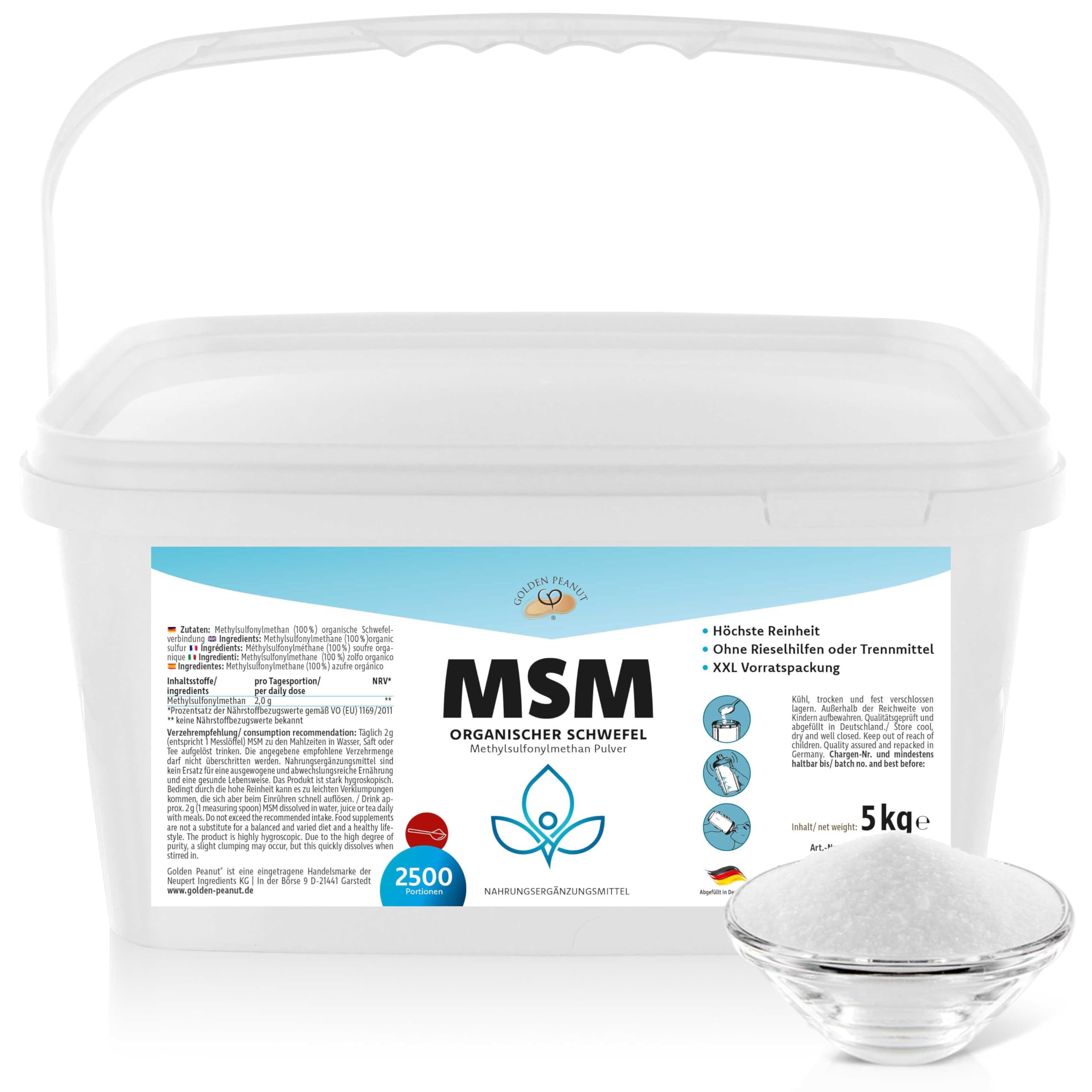 GOLDEN PEANUT MSM Metilsulfonilmetano (cubo de 5 kg)