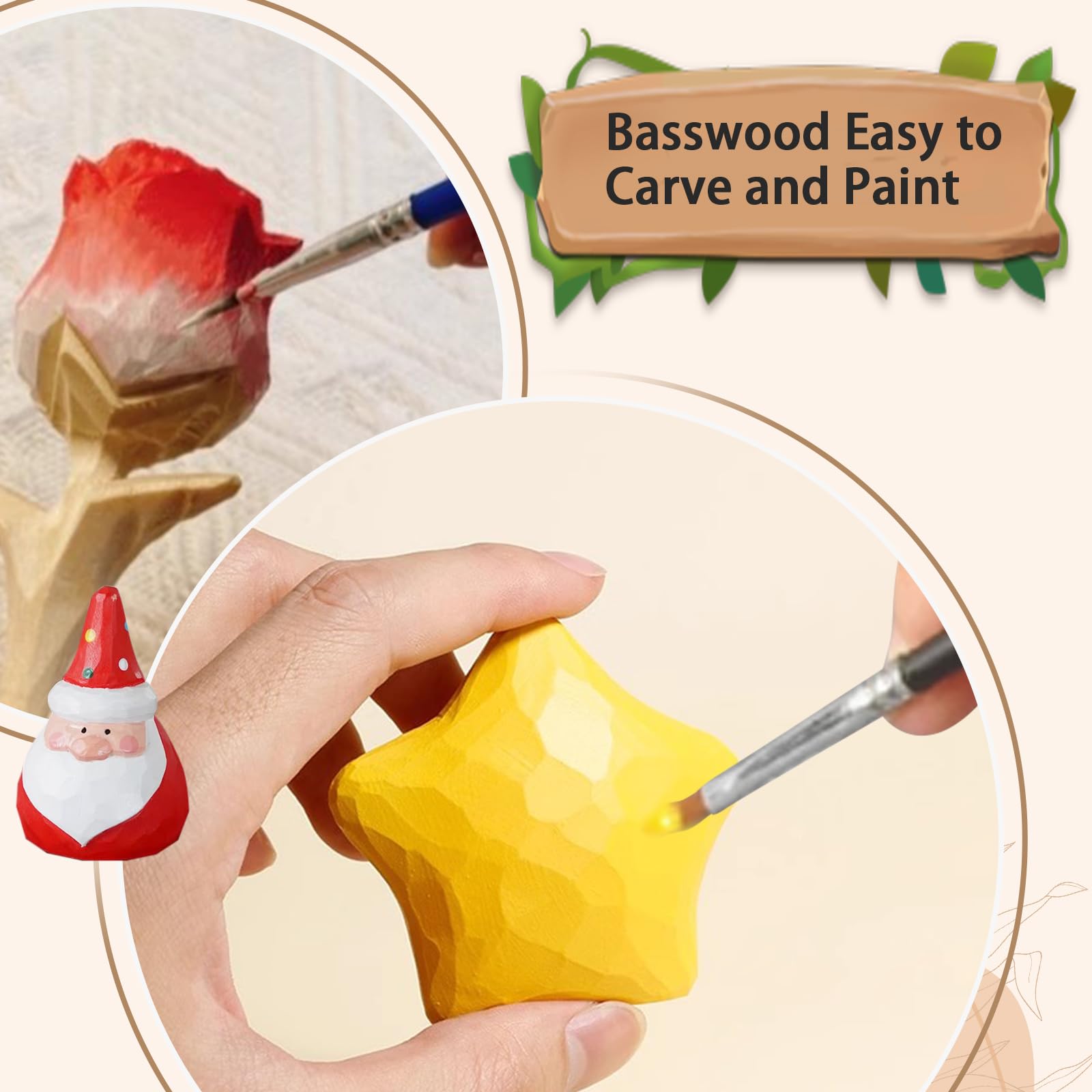 Basswood Carving Blocks for Crafts,Cymuber 24 PCS Whittling Wooden Blockss Kit with 3 Sizes,Wood Carving Blocks Wood Whittling Kit Crafts for Kids and Adults