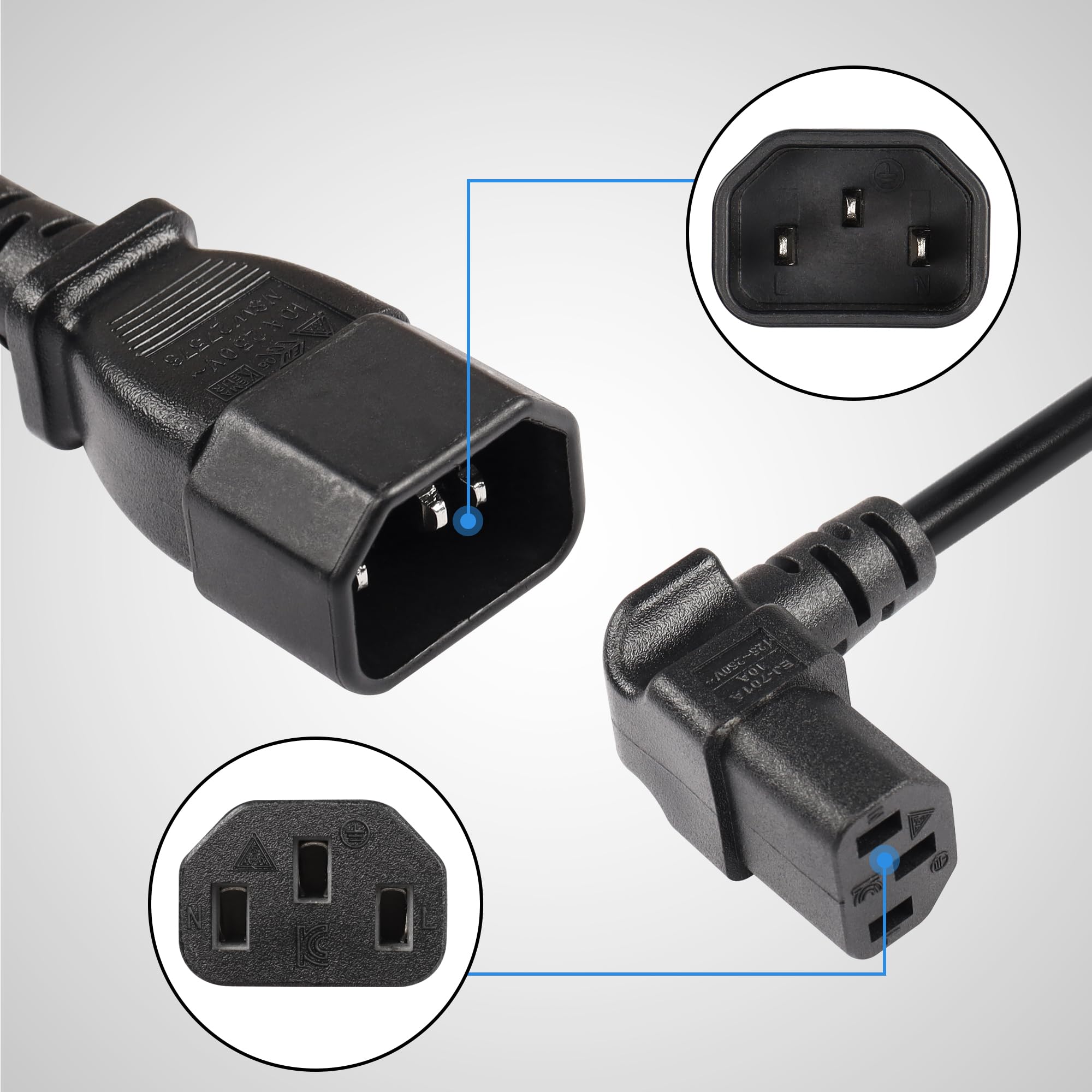 Cavo Link LKC530 Spina Italiana Tripolare 3 Metri Nero Cavo Alimentazione Italiano Tripolare - 3m, Connettore C5 Per Notebook, Nero Cavo Di Alimentazione - Foto 2