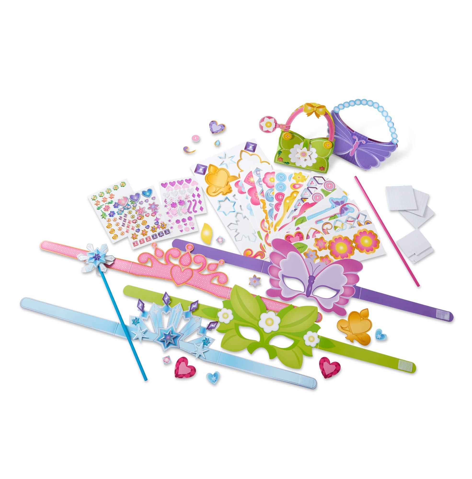 Melissa & Doug Created by Me! Princess Collection Paper Craft Kit (2 Wands, 2 Tiaras, 2 Masks, 2 Purses)
