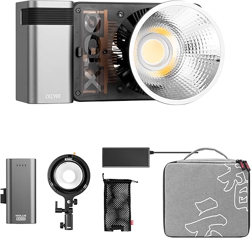 Zhiyun MOLUS X100 100 W Poacket COB, 2700K-6500K bicolor, control de aplicación Bluetooth con batería de agarre desmontable, anillo adaptador de