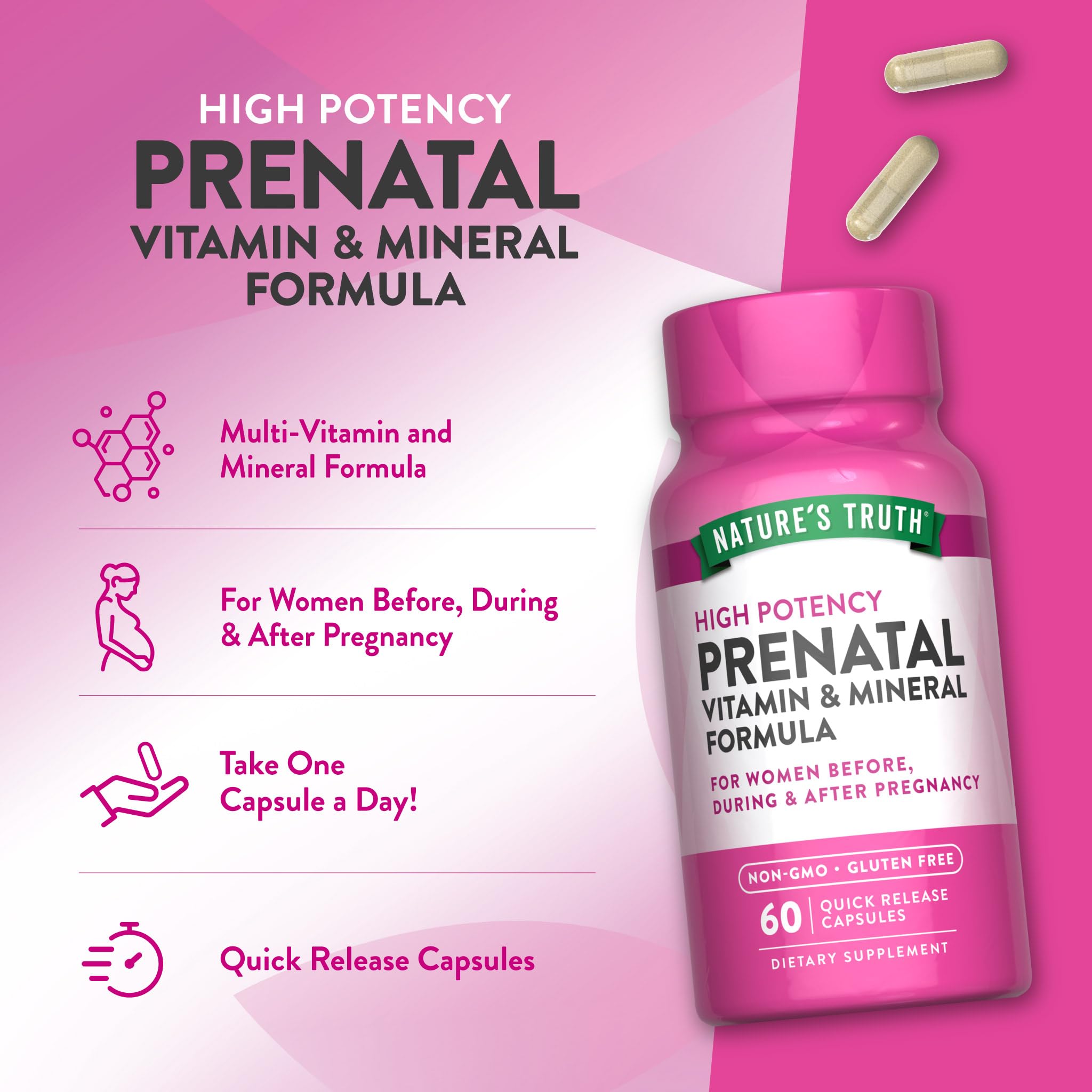 Nature's Truth Prenatal Vitamins with Folic Acid | 60 Capsules — Amazon image 5