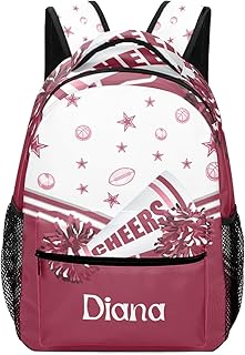 SunFancy Cheerleader Football Basketball Red Personalized School Backpack for Kid-Boy/Girl Primary Daypack Travel Bookbag