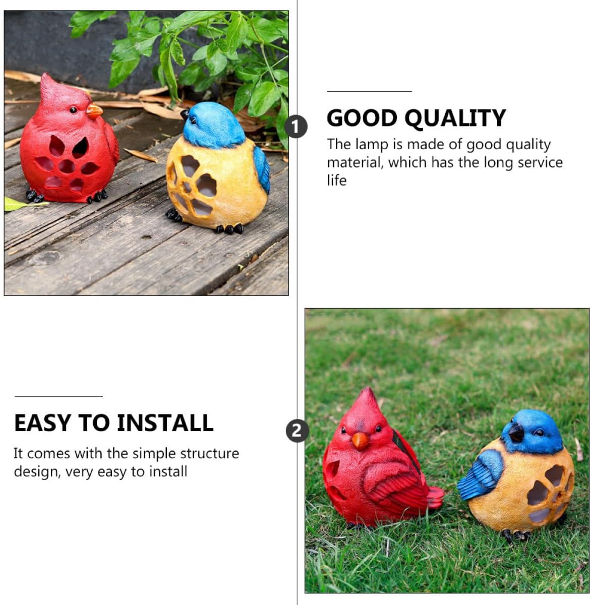 Outanaya Solar Bird Garden Light Outdoor Lawn Solar Lamp Waterproof Red Bird Figurine Landscape Lighting Decor for Patio Yard