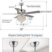Vista 6 de Ventiladores de techo modernos de 52 pulgadas con luces K9, ventiladores de techo con control remoto para sala de estar, comedor, dormitorio, motor