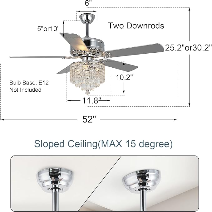 Ventilador de Techo 52 Pulgadas con Luz y Control Remoto, 3 miniatura 7