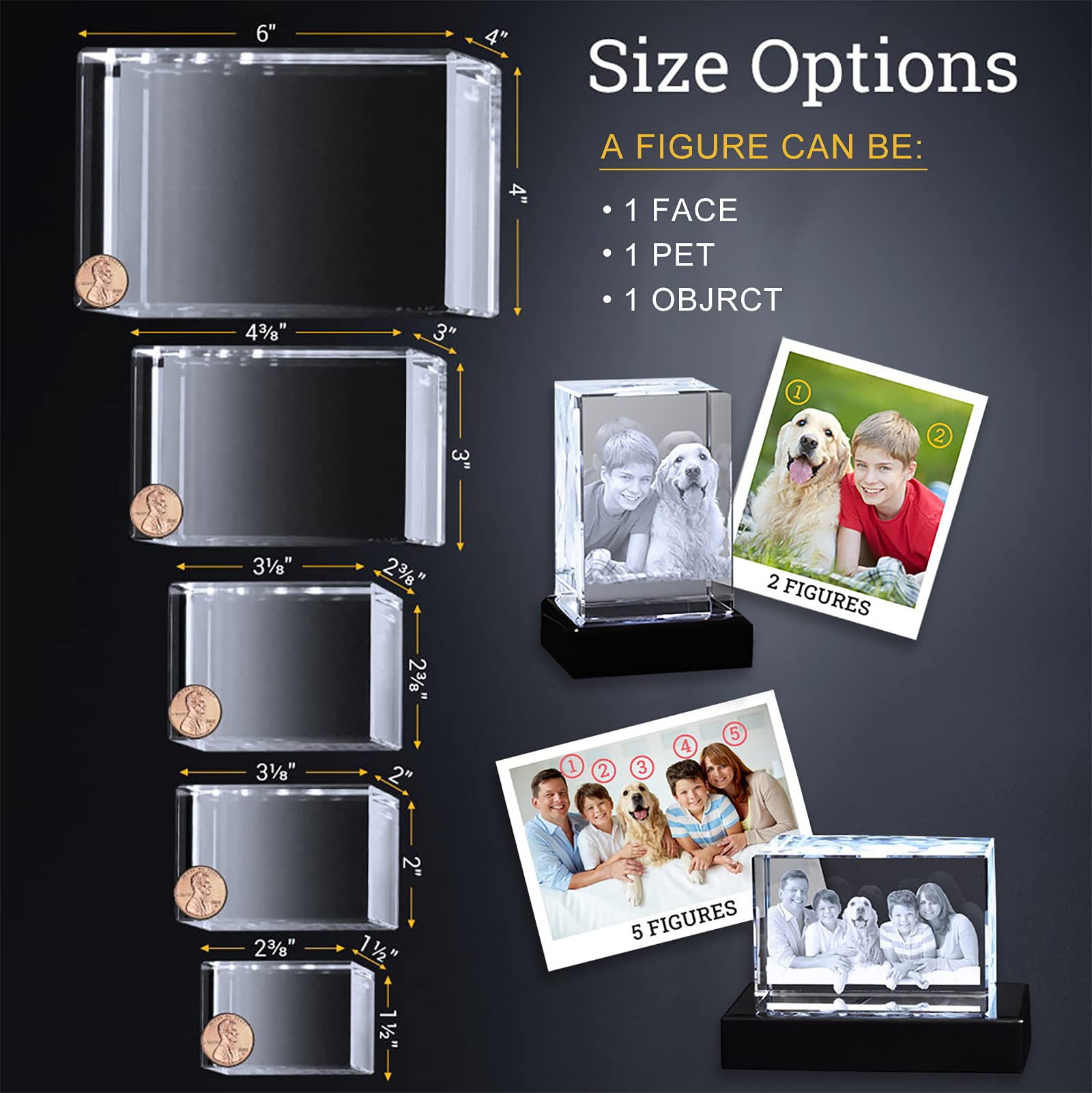 Foto de cristal 3D personalizada, cristal 3D personalizado con foto, marco de fotos, foto de cristal grabada con láser, el mejor regalo memorable para conmemoraciones, bodas, cumpleaños