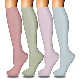 Iseasoo 4 Pairs Compression Socks for Women Circulation-Best Support for Nurses,Running,Athletic,Travel S-M