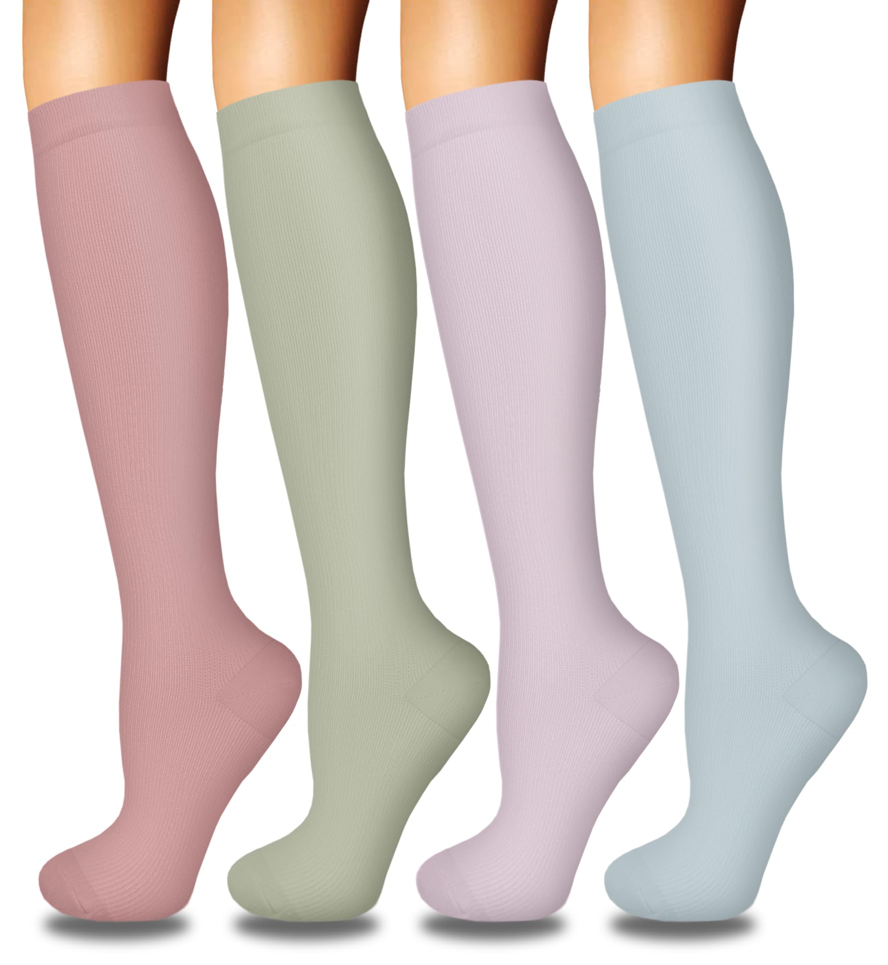 4 Pairs Compression Socks for Women Circulation-Best Support for Nurses,Running,Athletic,Travel