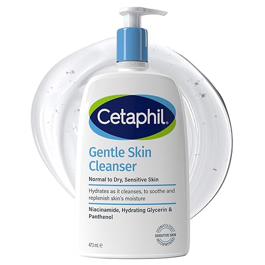 Cetaphil Gentle Skin Cleanser, 473ml, Face & Body Wash, For Normal To Dry Sensitive Skin, With Niacinamide & Glycerin, Soap Free