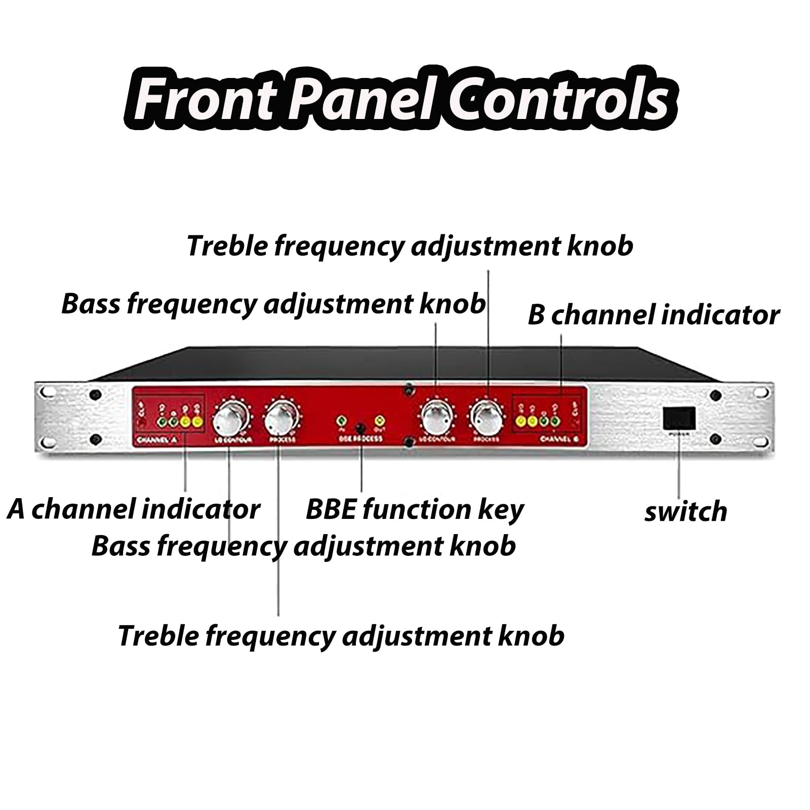 MObyat Procesador De Audio Profesional 882I, Procesador Vocal Autoajustable con Ajuste De Frecuencia De Agudos Y Graves, Salida Máxima: +23 DBu, para Escenarios Y Karaoke En Casa