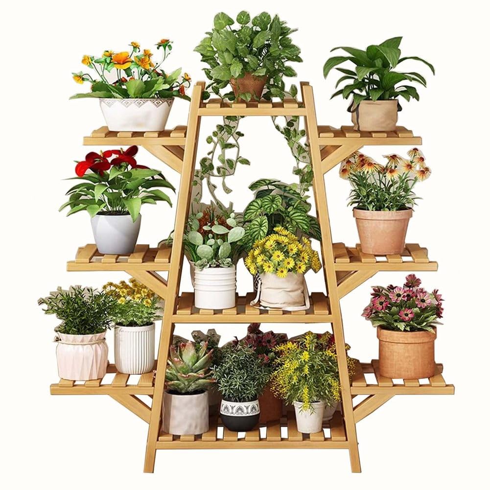 Support à plantes en bois montage facile étagère à fleurs polyvalente salon