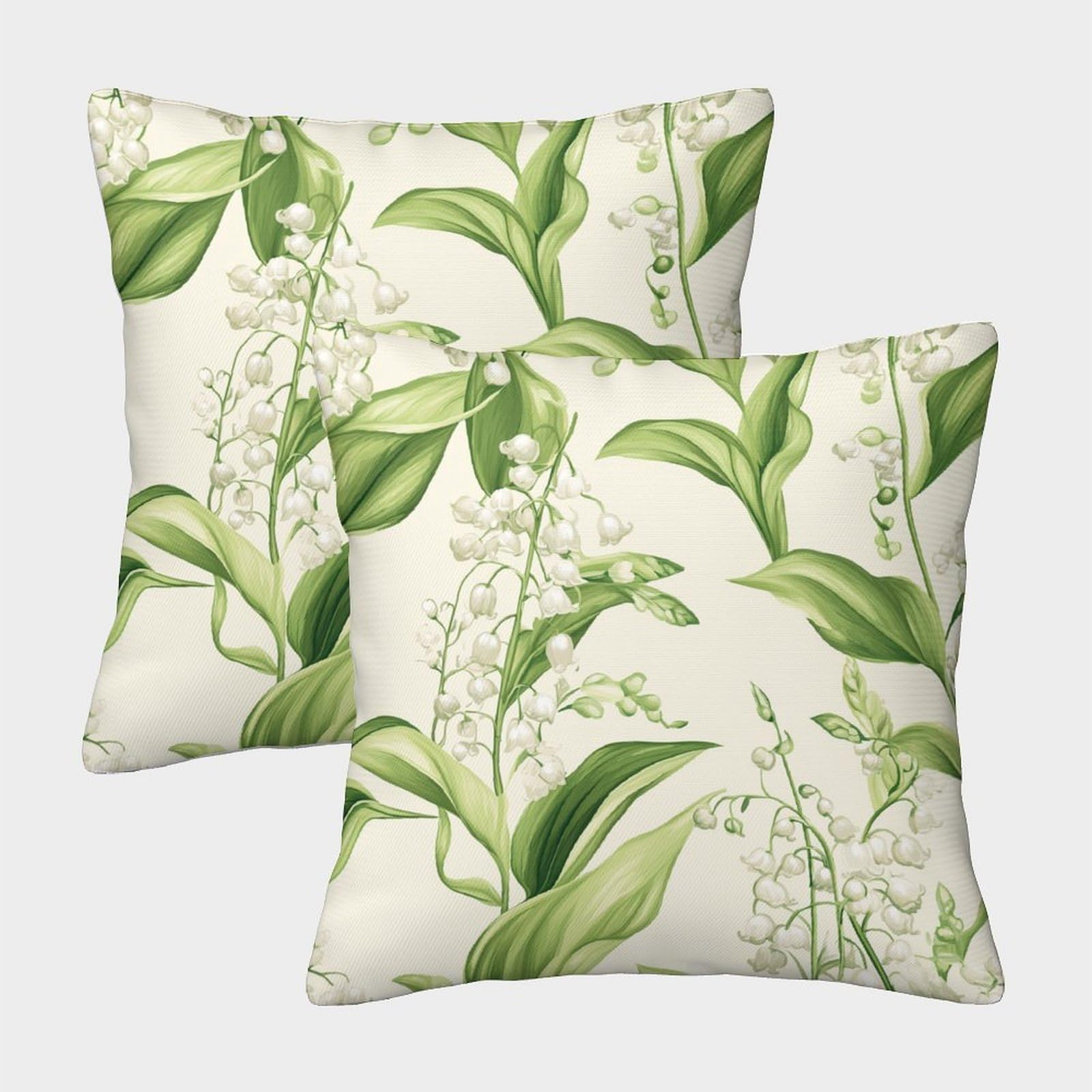 kaiyun 2 Pack Vintage Lily of The Valley,Flower Pattern 3D Cushion Cover Pillow Cover Sofa Outdoor Decoration Square 40x40cm