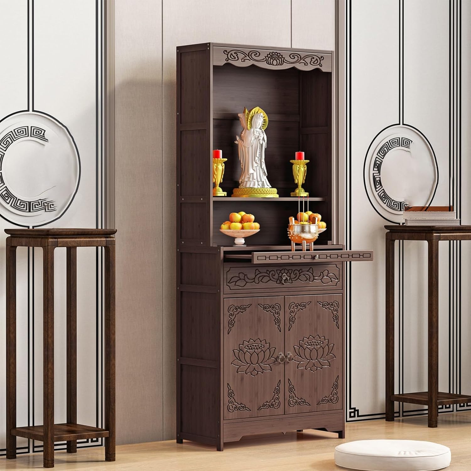 Altar Table,Niche Display Stand,Chinese Cabinet Pedestal Offering Table,with Drawers and Storage,for Temples Living Room.(16.93x14.96x66.92in)