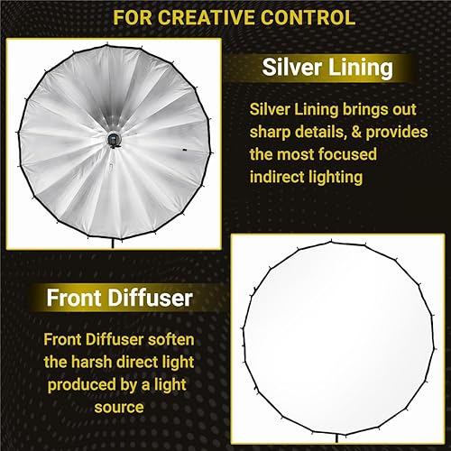 Miniatura 2 de Glow Profond - Caja de luz parabólica de apertura rápida de 70.8 pulgadas de profundidad con sistema de varilla de enfoque (70.9 in), barra de fibra