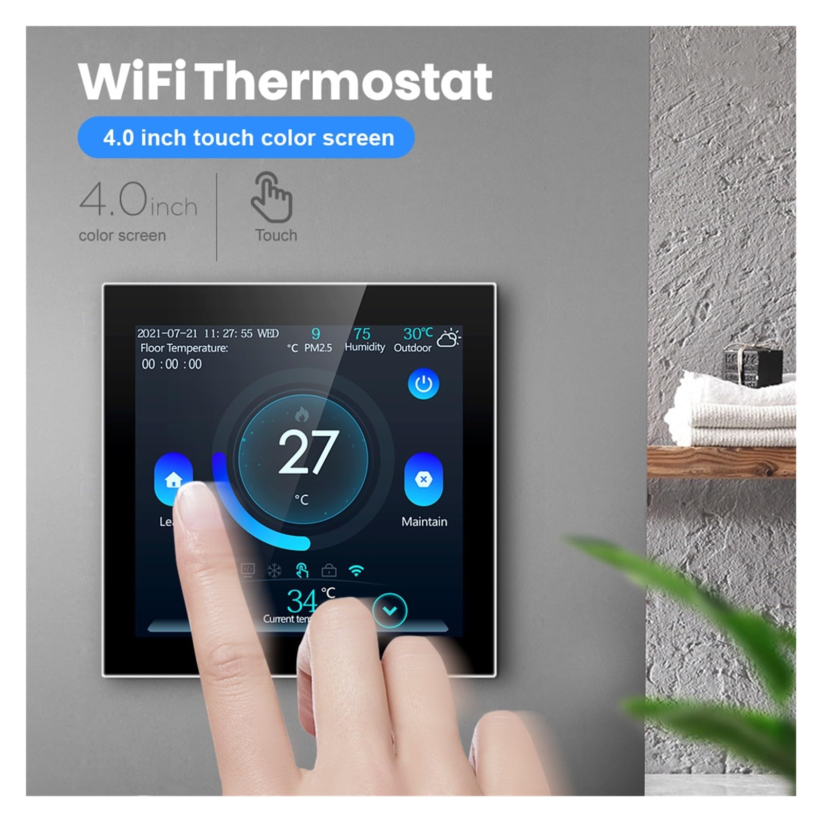 Inteligentny termostat podłogowy, bezprzewodowy regulator temperatury ogrzewania elektrycznego/wody, inteligentna praca Informacja O ZgodnośCi(WiFi WaterGas Boiler)