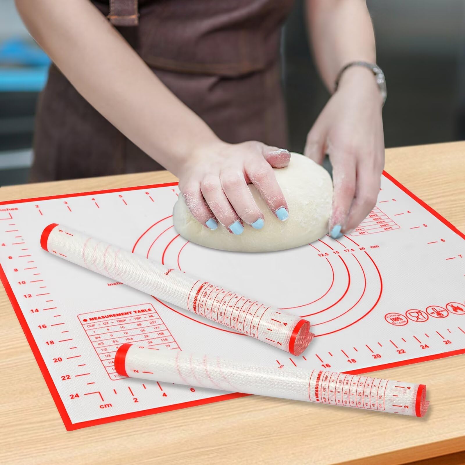 24"x 16" Large Extra Thick Non Stick Slip macaron silicone baking mat sheet,pastry mat,dough mat for counter,fondant mat,pizza mat,Durable,Easywash,Safe,sourdough bread baking supplies