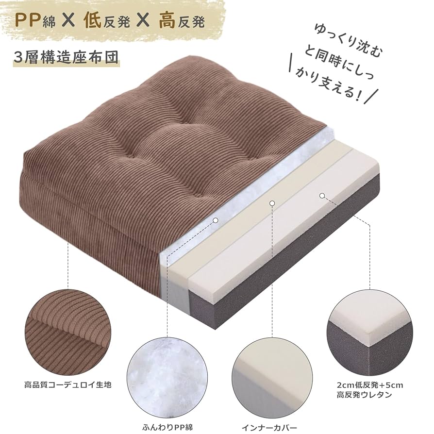 座布団 Amazon.co.jp: Baibu Home 座布団 クッション 低反発+高反発