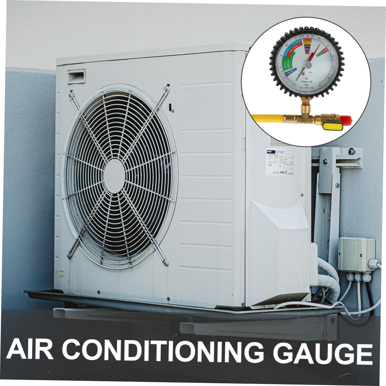 Manómetro de Presión para Aire Acondicionado Cabeza Reemplazable y Válvula Esférica de Latón, Medidor de Nitrógeno para Prueba de Presión en Refrigeración y Automóviles