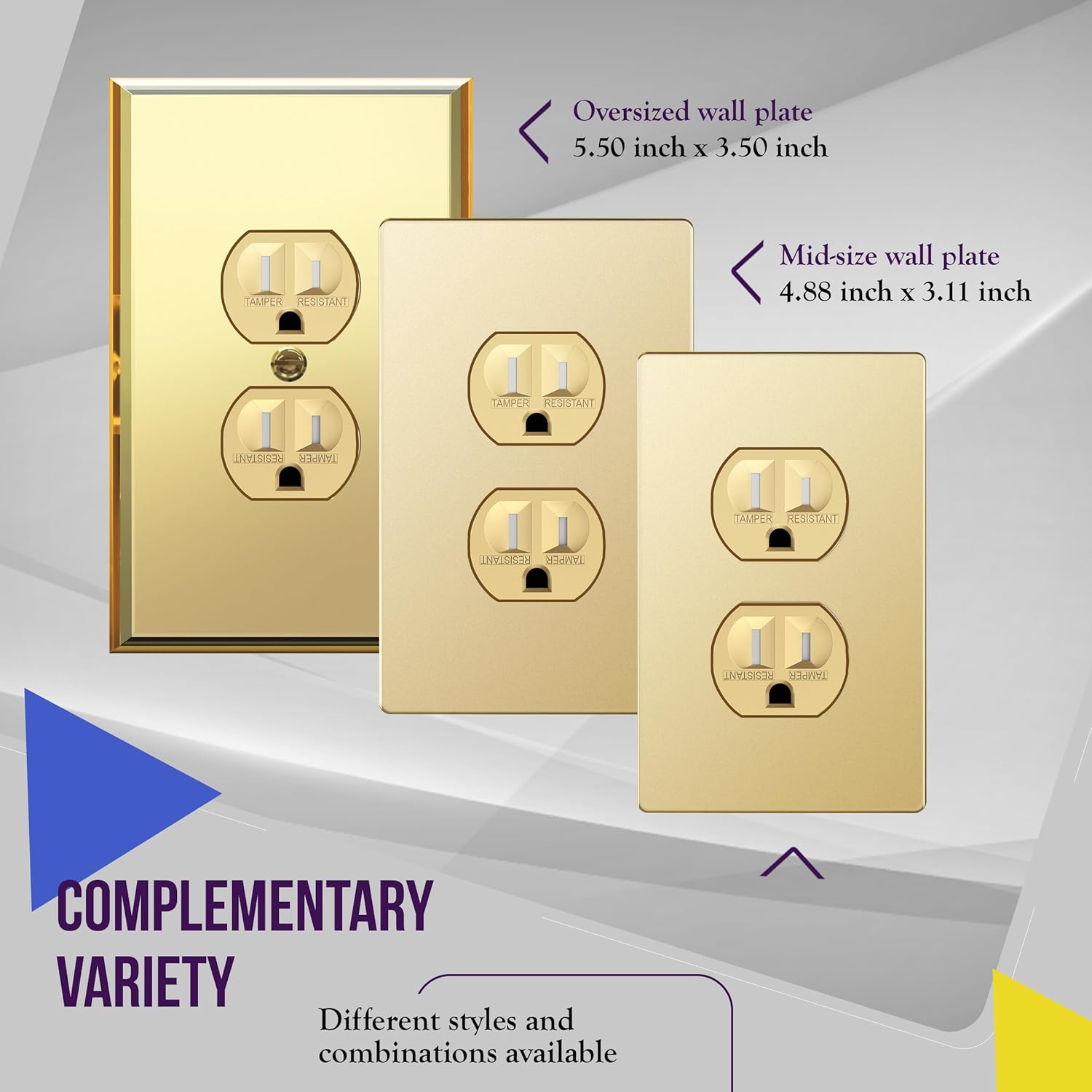 ENERLITES Elite Series Duplex Receptacle, Residential Grade Wall Outlet, Duplex Electrical Outlet, Self-Grounding, 3-Wire, 2-Pole, 15A 125V, UL Listed, 61580-GD-10PCS, Gold, 10 Pack