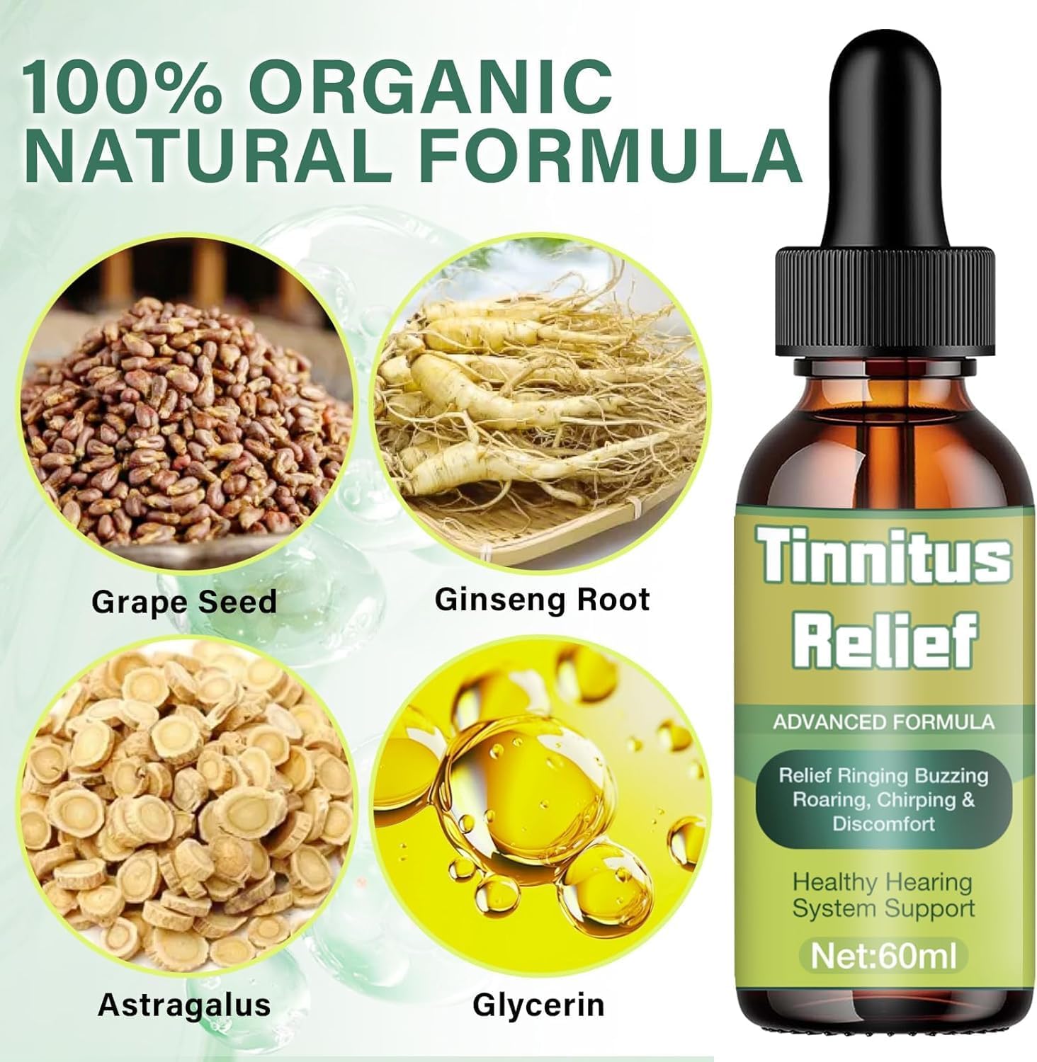 Tinnitus Relief for Ringing Ears, Gentle Herbal Tinnitus Relief Drop, Naturally Formulated to Help Minimize Ear Noise & Support Healthy Hearing for Daily Use
