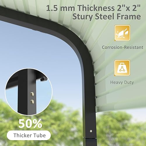 Miniatura 5 de MUPATER Toldo de garaje para exteriores, 10 x 15 pies, tienda de campaña de metal resistente, sombra de refugio de garaje con techo de metal, marco