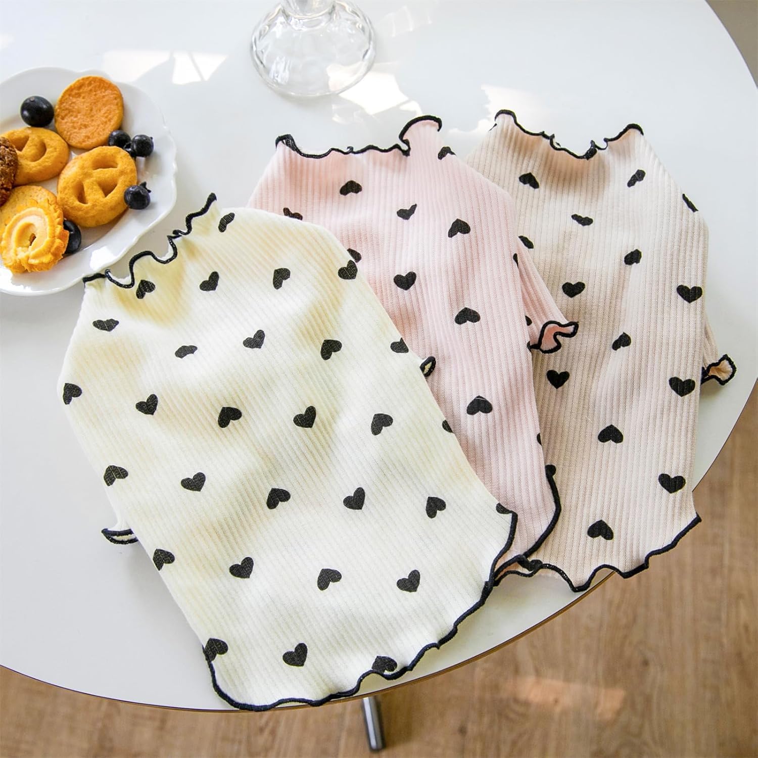 Vêtements pour Petits Chiens, Chats – Été et Automne – Chemise Extensible à Volants à Manches Longues pour Chihuahua, Schnauzer, Shih Tzu Yorkshire (café, Taille S)