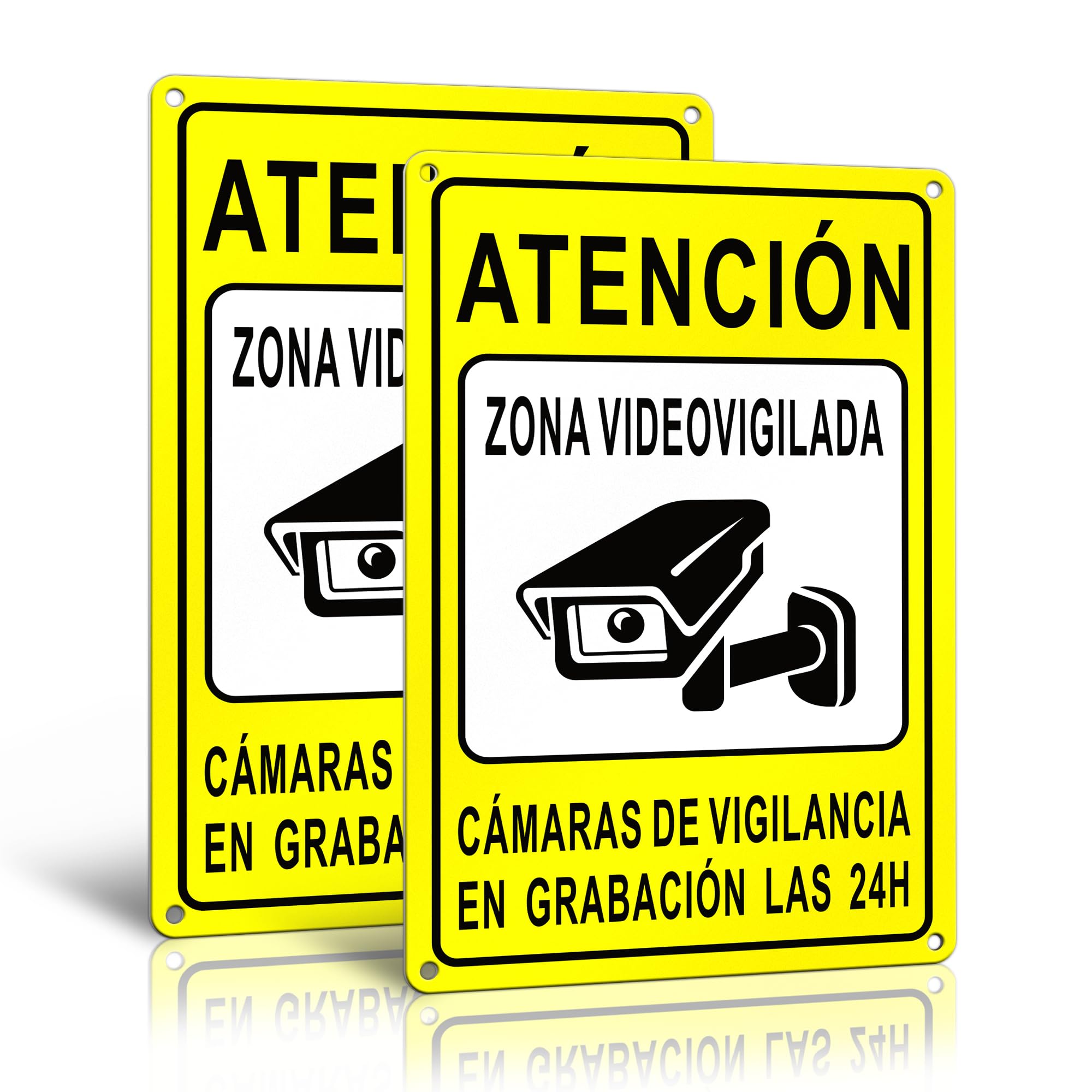 TAKULA 30 * 20CM Cartel Zona Videovigilada-Cartel Camara Vigilancia,2 Piezas Carteles Videovigilancia Reflectante de Aluminio,Carteles Alarma para Interior y Exterior