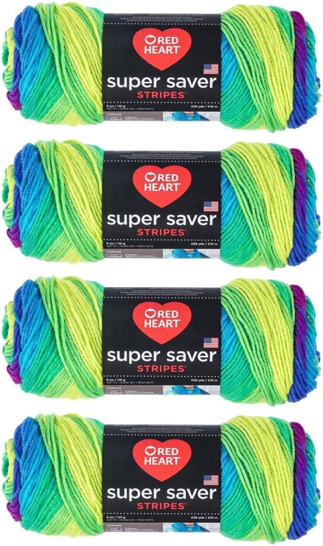 Bulk Buy - Red Heart Super Saver Yarn, Parrot Stripe 4 Count