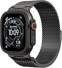 Metal Strap Compatible with Apple Watch Ultra 3/2/1 49mm,S11/S10 46mm,9/8/7 45mm,SE3/SE2/SE/6/5/4 44mm,3/2/1 42mm, Stainless Steel Mesh Replacement Strap for Men Women