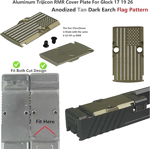 Miniatura 2 de GOTICAL RMR Cover Plate for Glock 17 19 26 Cut Slides, Aluminum Black Finish