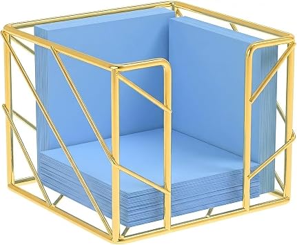 Gold Desktop Organizer - Multi-Functional Sticky Note Holder, Memo Note Cube for Office & Home, School, Desk Supplies