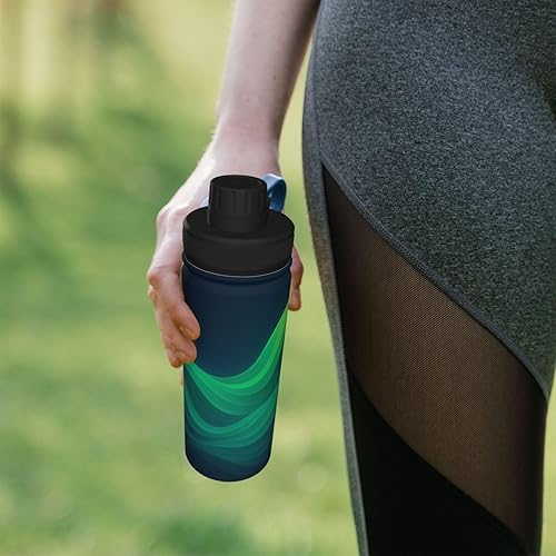 Miniatura 7 de Botella de agua aislada con estampado de olas verdes esmeralda, taza de viaje divertida de acero inoxidable de 18 onzas, a prueba de fugas, para