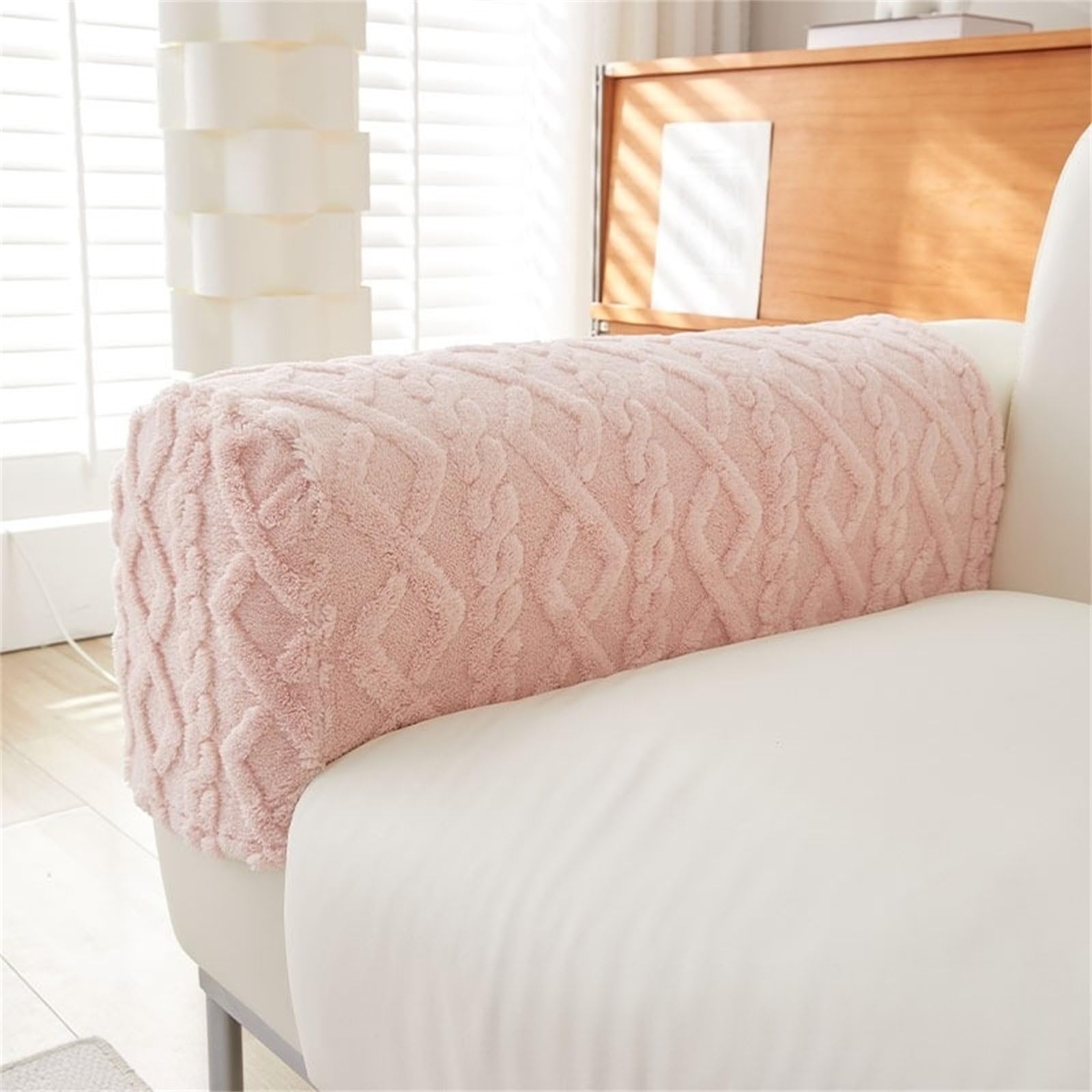 Hearda Sofa Armrest Protectors 2PCS, Plush Jacquard Armrest Covers Stretchy Chair Couch Arm Protector Stretch Fit, Sofa Arm Caps Slipcovers, for Armchairs, Sofas, Non-Slip Armchair (2pc,Pink)