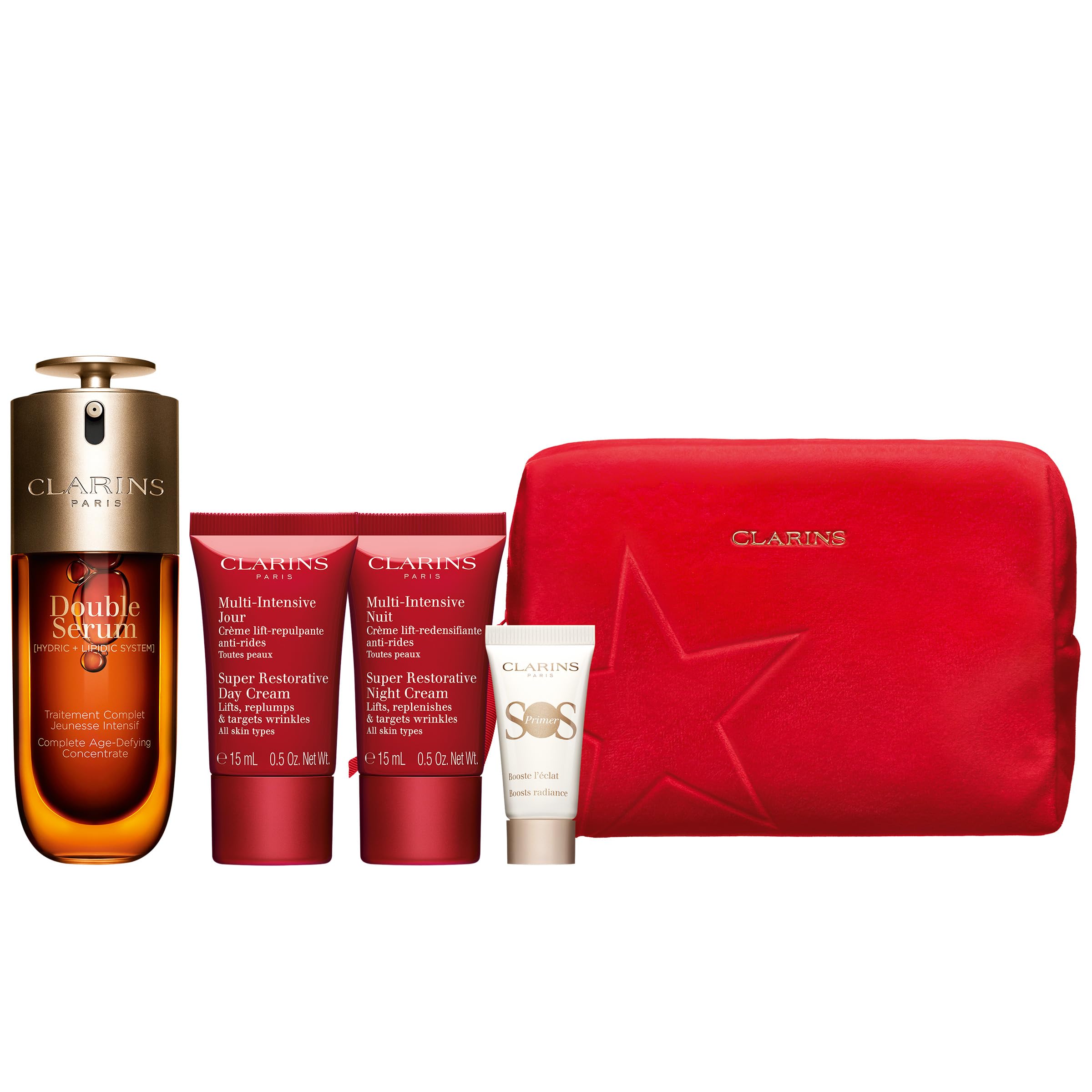 Set Clarins Doble Serum 50Ml+Multi-Int 15Ml+Noche 15Ml+Mini+Neceser Hautpflegeprodukt