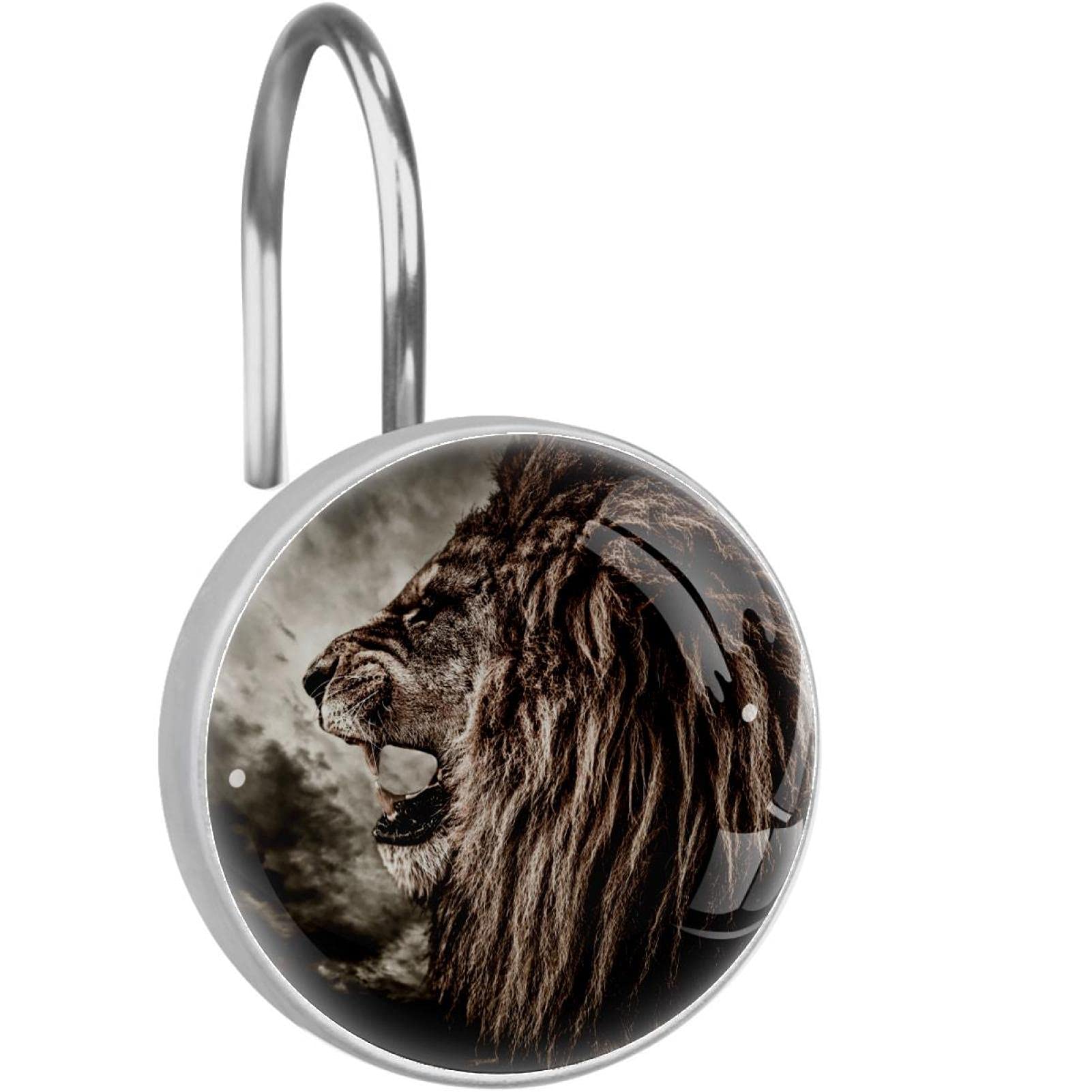 Crochets pour rideau de douche anti rouille en acier inoxydable fond de lion