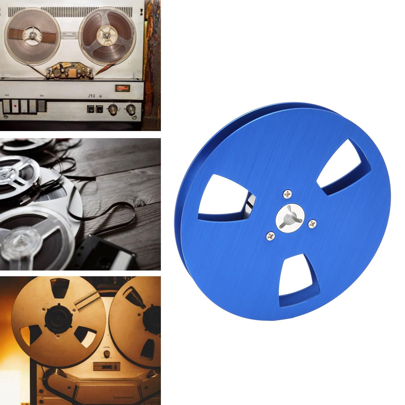 1/4 5 Zoll Leere Bandspule für Reel-to-Reel-Tonbandspieler, 3-Loch-Aluminiumlegierung, Universelle Offene Tonbandspule, Leere Tonbandspule Zum Öffnen von Maschinenteilen (Blau)