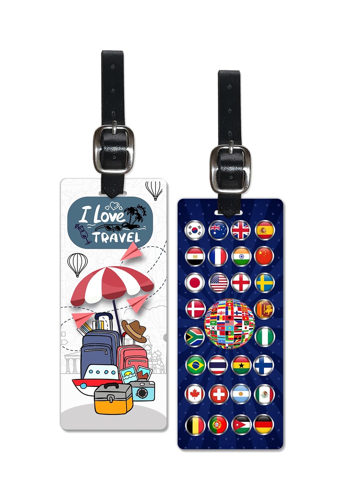 Lentikart 3D Lenticular Luggage Tag Long Set of 2 | I Love Travel + Country Flags | Luggage/Bag/Travel ID Label Tags for Suitcase & School Bags-image-13