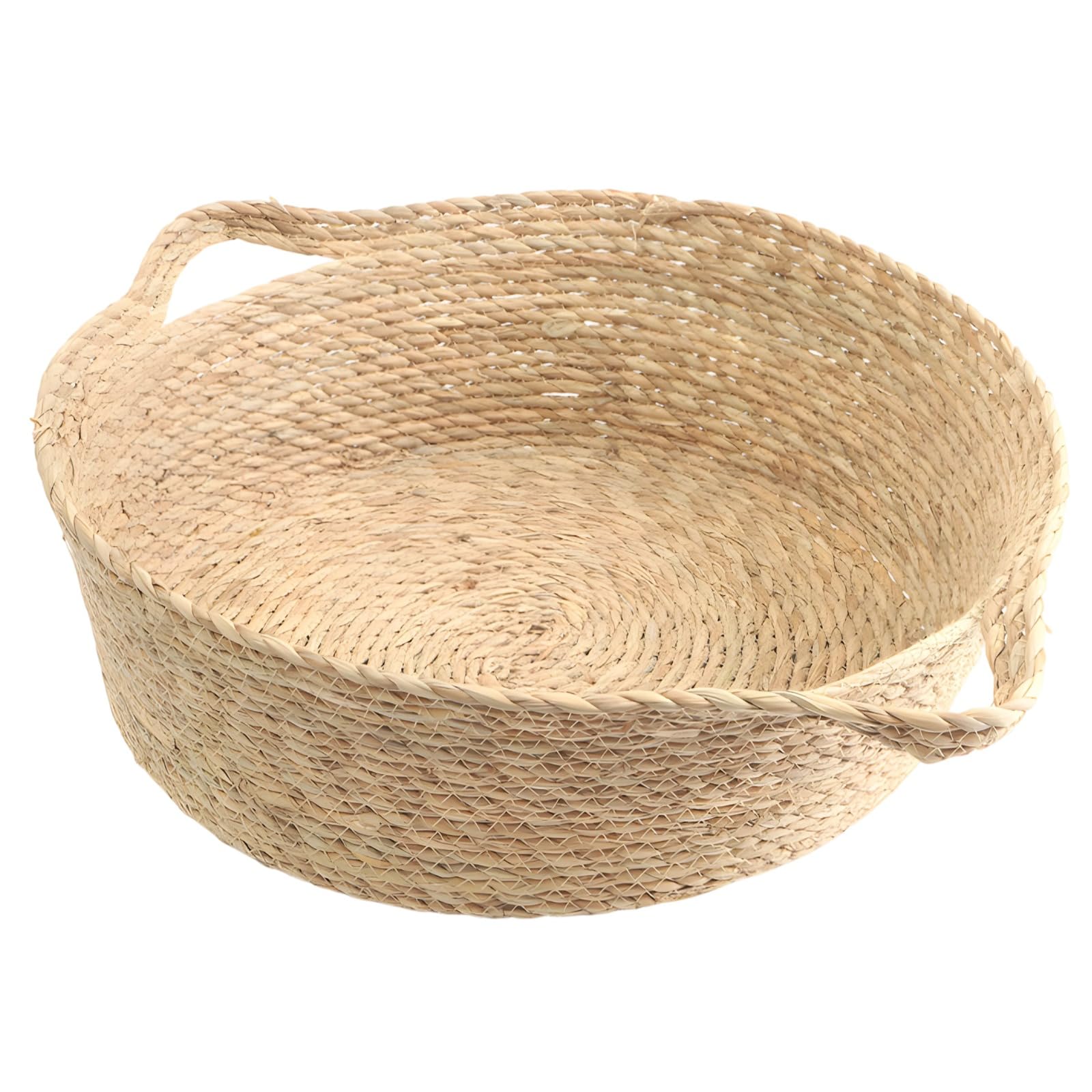 Packool Small Straw Woven Cat Bed, All Season Cozy Cat Nest for Cats up to 7 lbs, 13.8 x 5.1 in / 35 x 13 cm Pet Bed, Breathable & Long-Lasting Rattan Wicker Cat Basket Bed with Handles