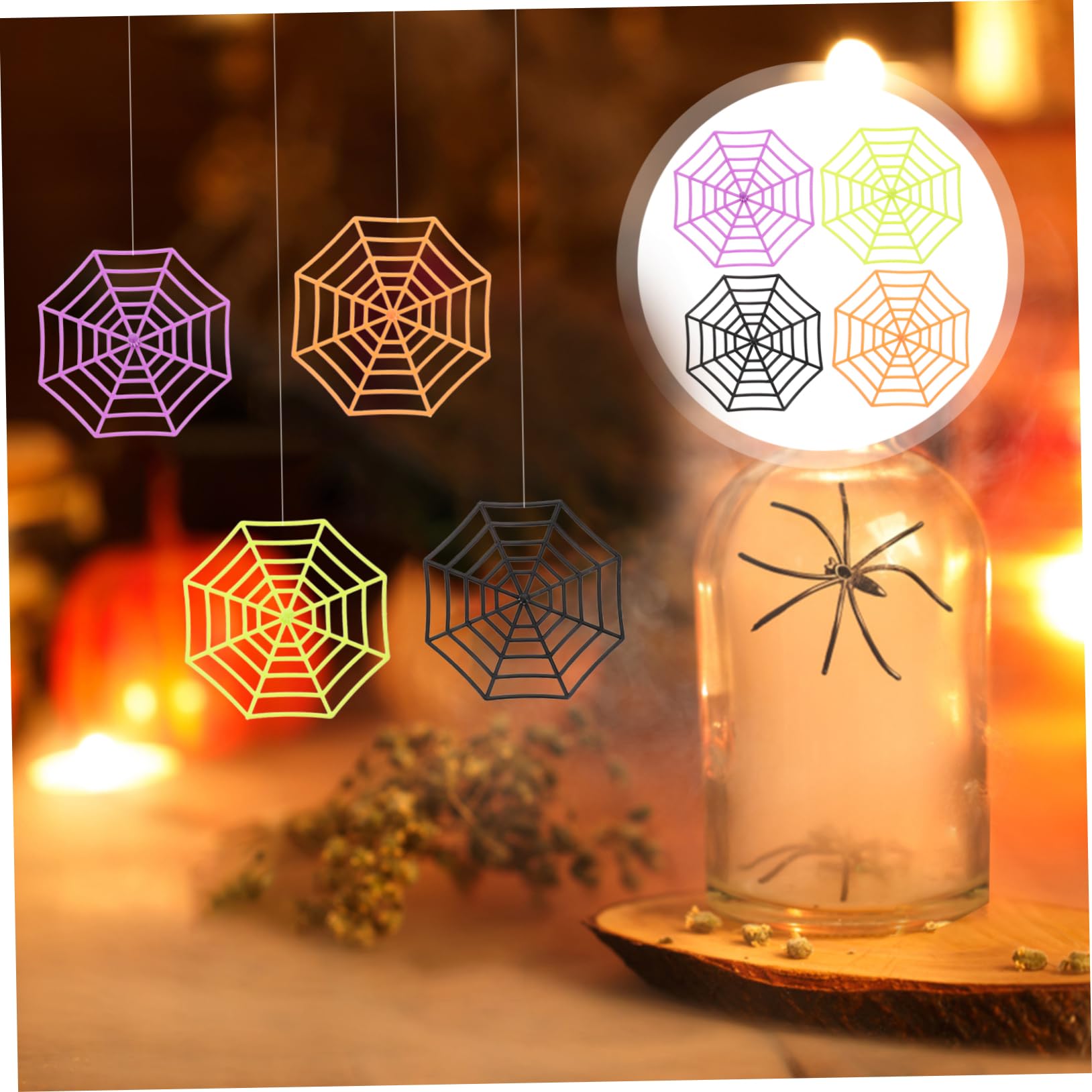 BESPORTBLE 5 Set Ciondolo Decorazione di Halloween Fai da Te Layout di Scena Nero 80 Pezzi Arredamento di Halloween Decorazione della Ragnatela di Halloween Ragnetti Halloween 40 Pezzi * 5