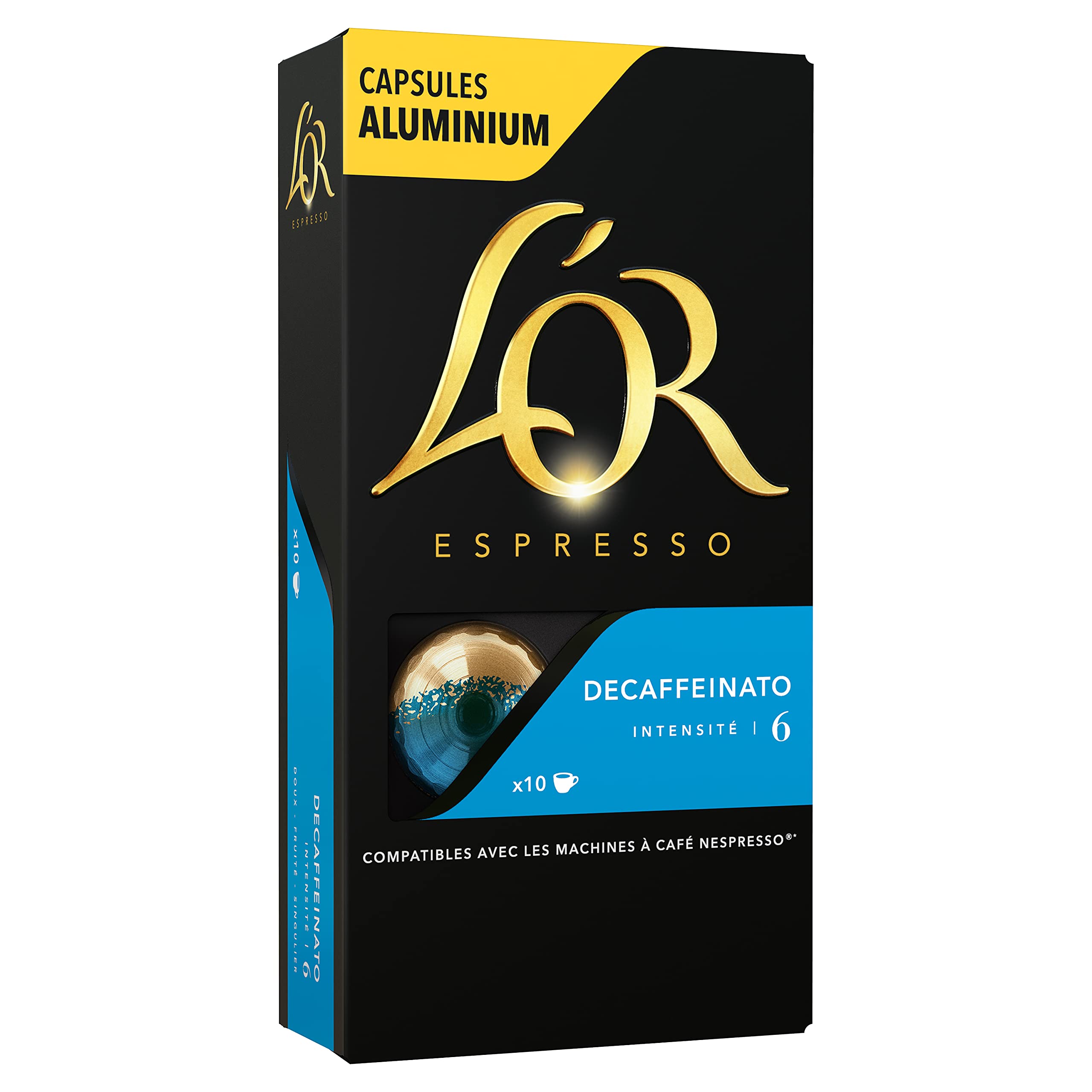 L'OR Espresso Coffee Decaffeinato Intensity 6 - Cápsulas de café de aluminio compatibles con Nespresso® * - 40 paquetes de 10 cápsulas (400 bebidas)